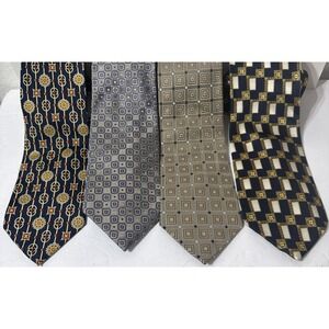 100% Silk Tie 4pcs LOT‎ Lugari Park Ave Wong Raymo Sterling Beene Handmade Italy